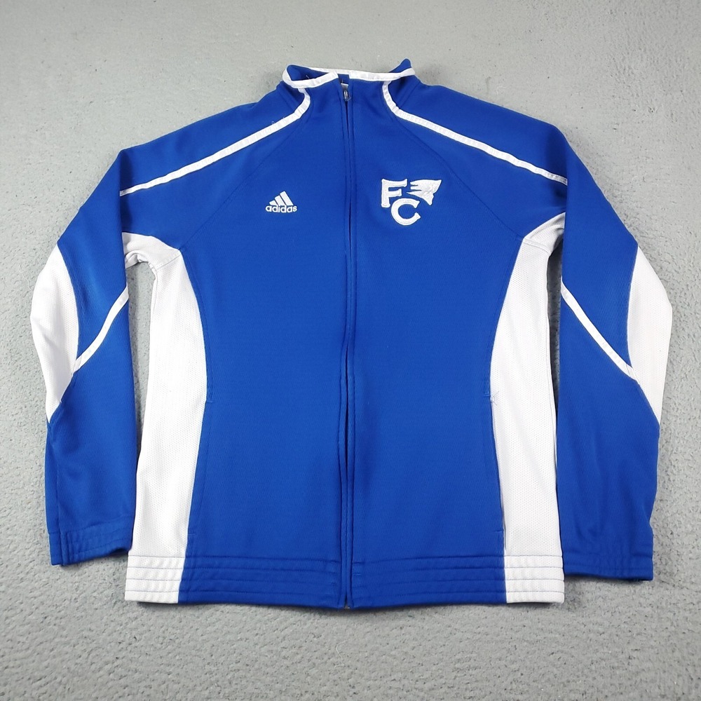 Adidas Jacket Mens Small Blue Full Zip Up Casual Track Sweater Sweatshirt * - Picture 1 of 9